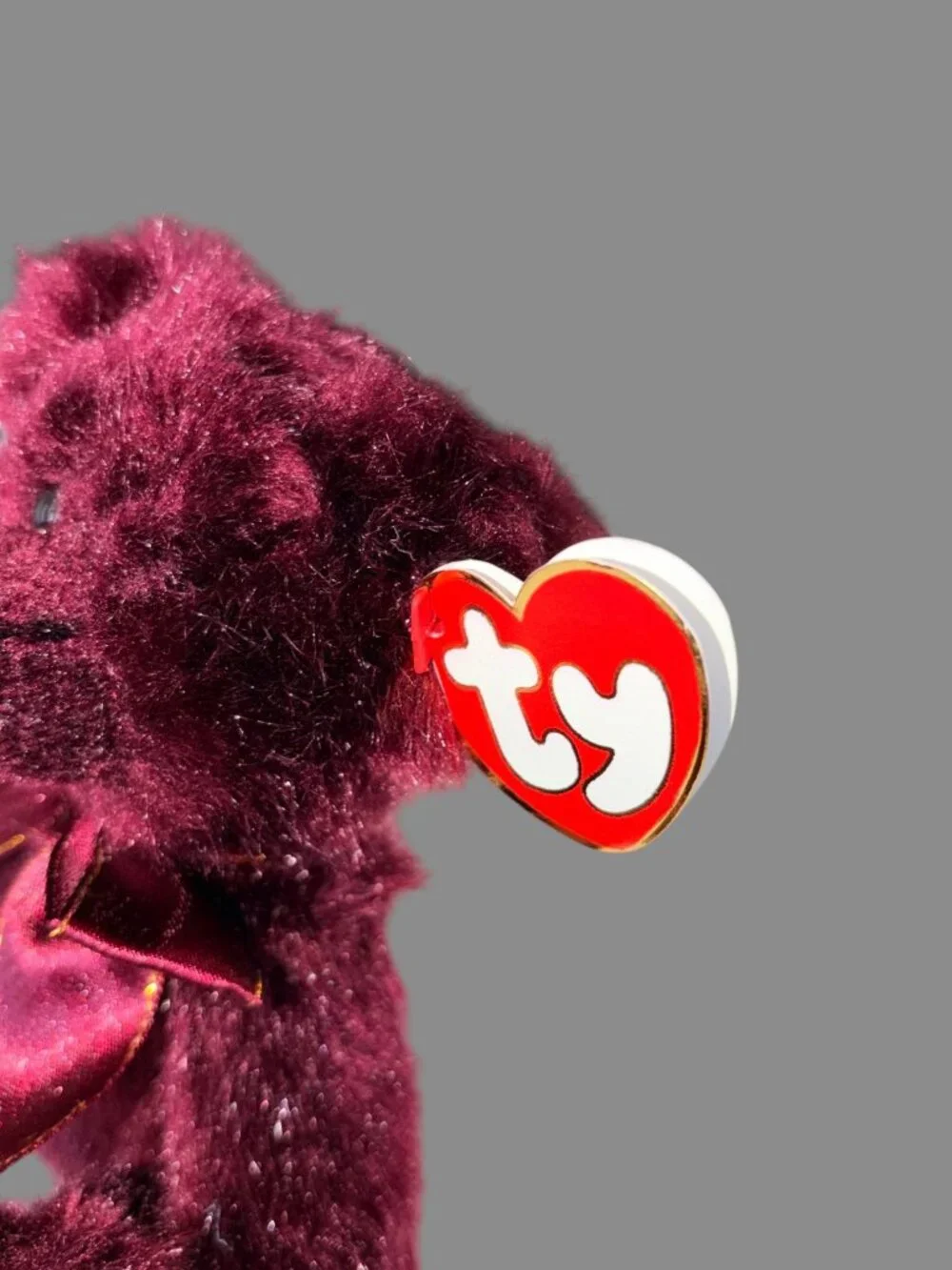 TY Attic Treasures Beargundy Burgundy Teddy Bear Plush Vintage 1993 With Tags